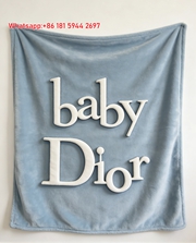 Baby Dior Logo Flannel Sofa Throw Blanket D036